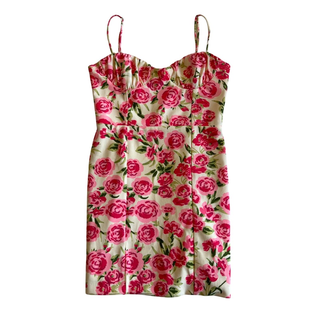 Zara Pink Cream Floral Rose Feminine Coquette Y2K‎ Cottage Mini Dress Size M/L - Picture 2 of 9